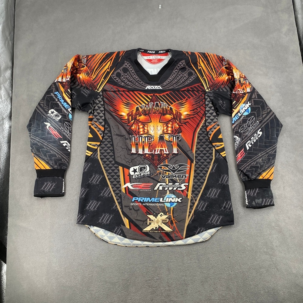 Raza Hawaiian Heat Paintball Jersey Large Stanton Tawata 69 Padded Orange Black